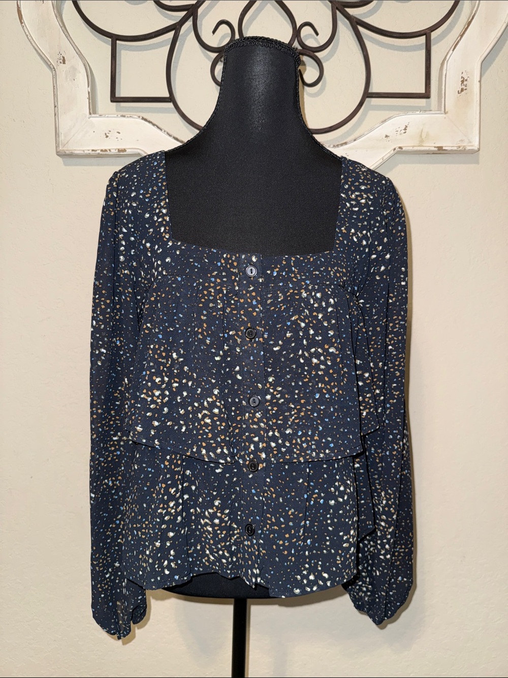 Lost + Wander Square-Neck Button Blouse